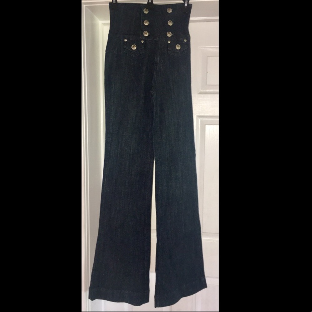 YNQ high waisted wide leg jeans with skull buttons